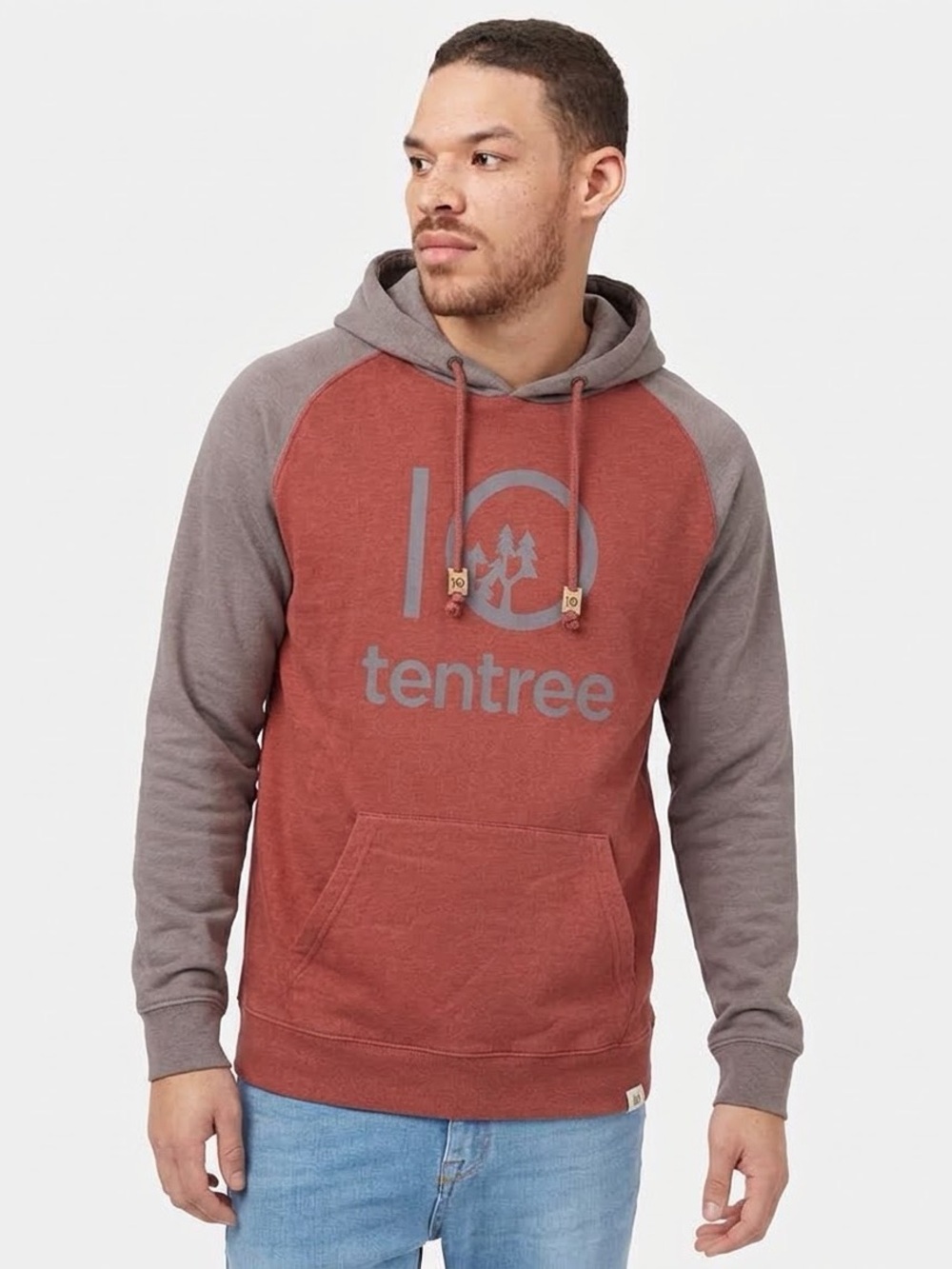 tentree Two-Tone Rust & Gray Pullover Hoodie
